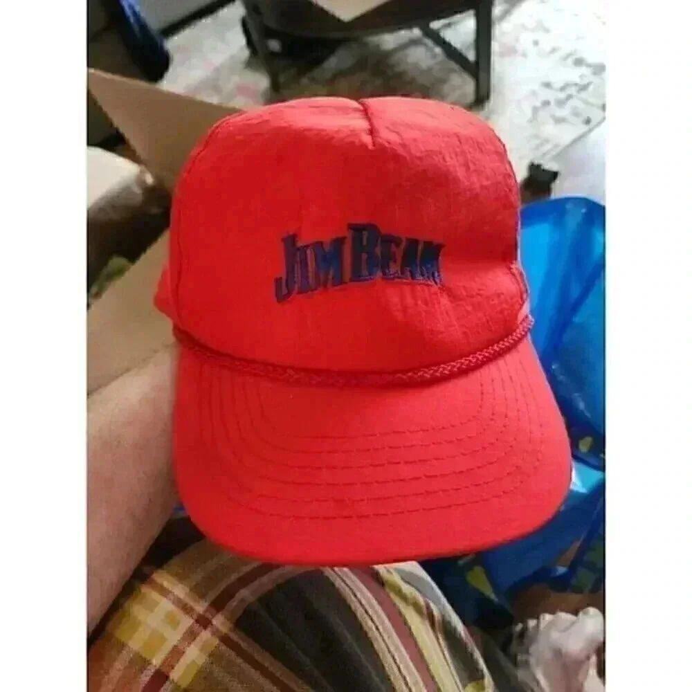 JIM BEAM Vintage Lightweight Red Adjustable Cap Trucker Nice‎